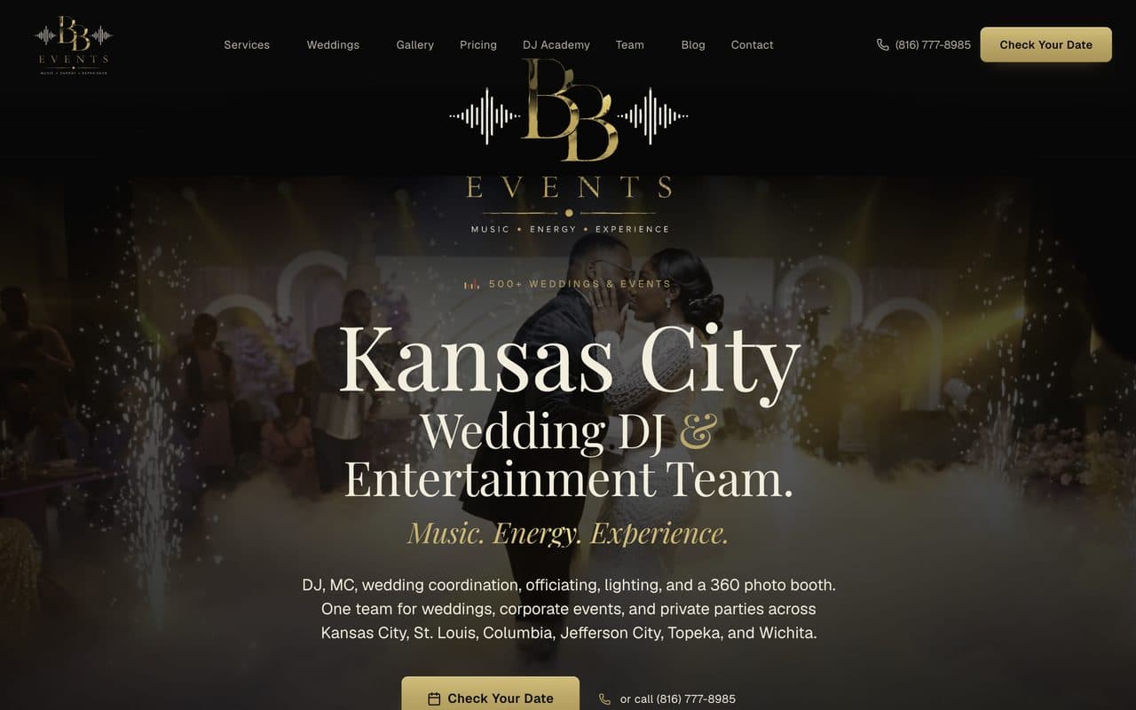BB Events Company website preview