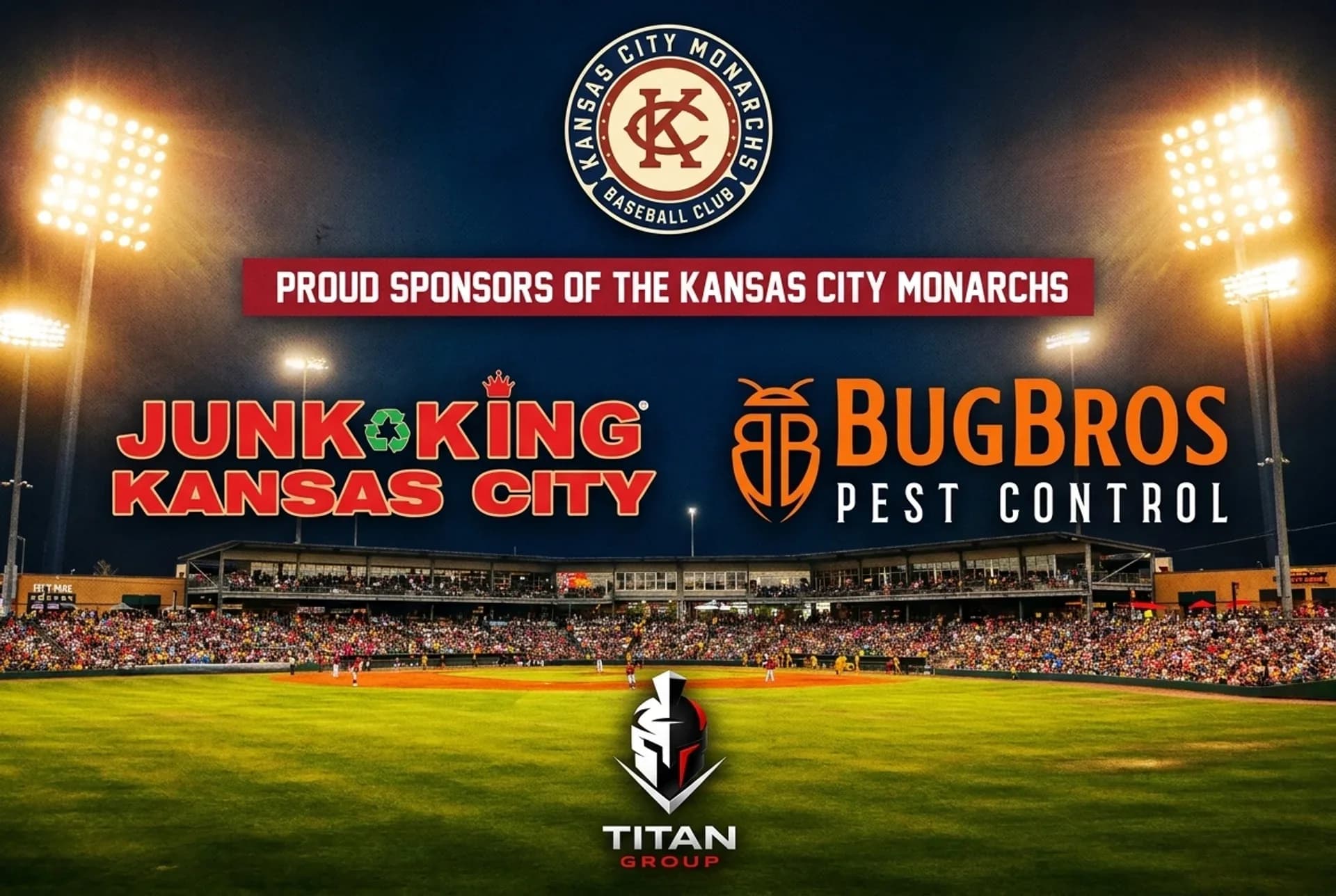 Junk King Kansas City and BugBros Pest Control, proud sponsors of the Kansas City Monarchs Baseball Club