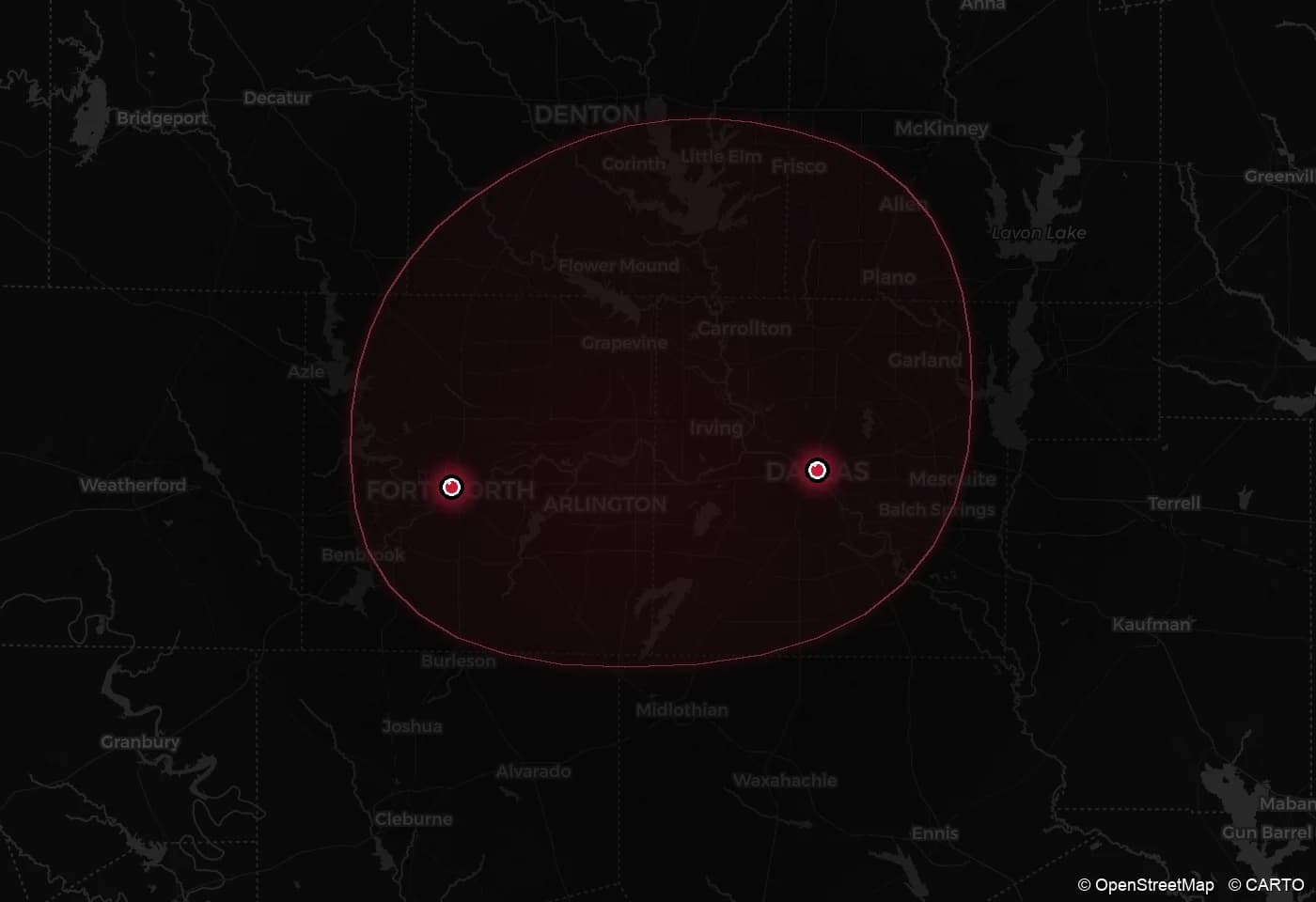 Map of the Junk King Dallas and Fort Worth service area across the Metroplex.