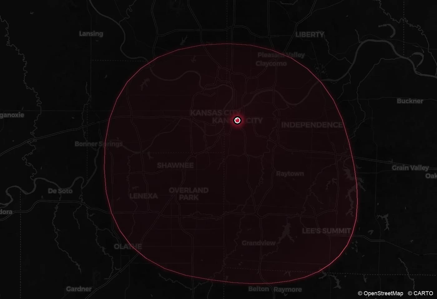 Map of the Junk King Kansas City metro service area across Missouri and Kansas.